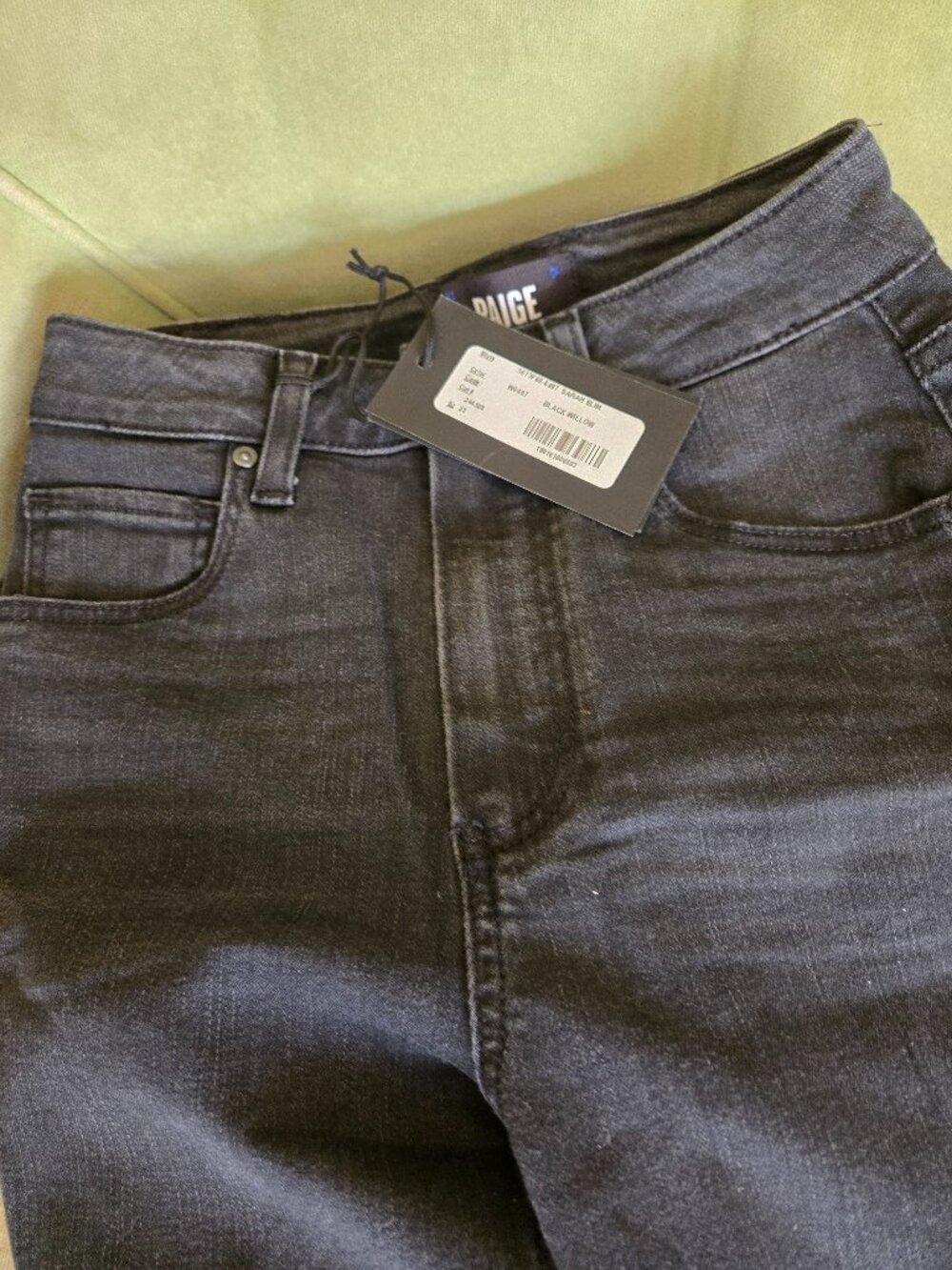 Paige Sara Slim Jean in Black Willow